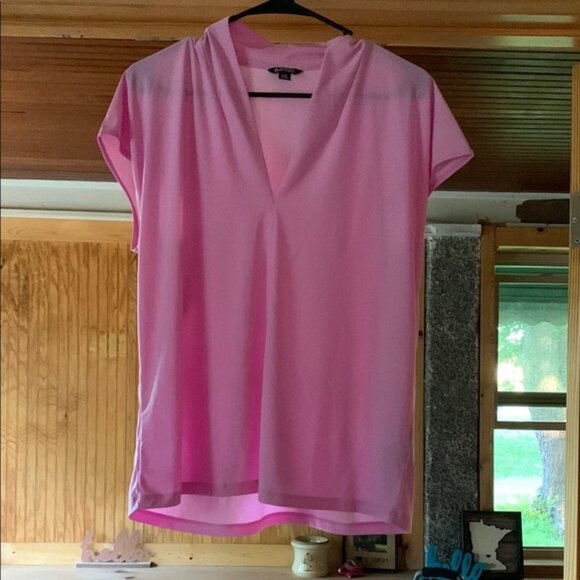 Women Buffalo David Bitton Pink V-neck Sleek Lightweight Cap Sleeve Blouse Top L - Picture 1 of 6